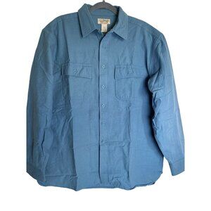 L.L. Bean Men's Chamois Shirt Size Large‎ Blue Outdoor Classic Soft Comfy
